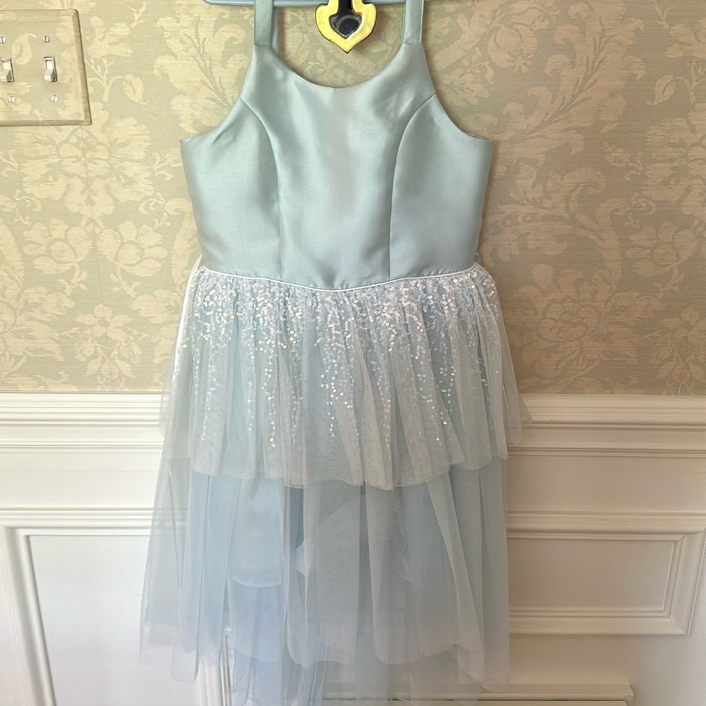 Light blue beautiful with tulle fabric and sequence